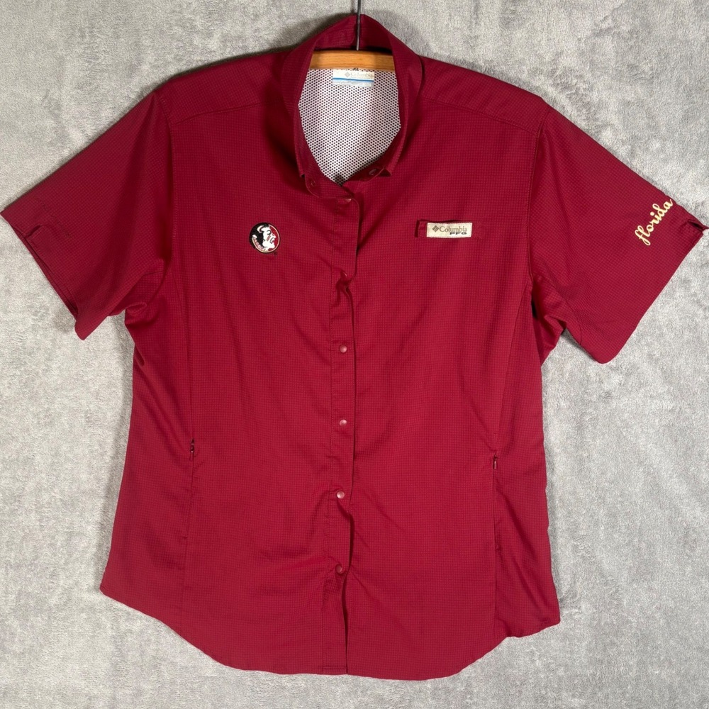 Columbia PFG Fishing‎ Shirt Men's XL Florida State Seminoles Button Up Red